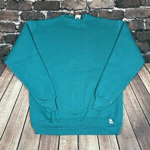 Vintage 90s Discus Athletic Medium Heavy Weight Blank Sweatshirt Teal Green NWT